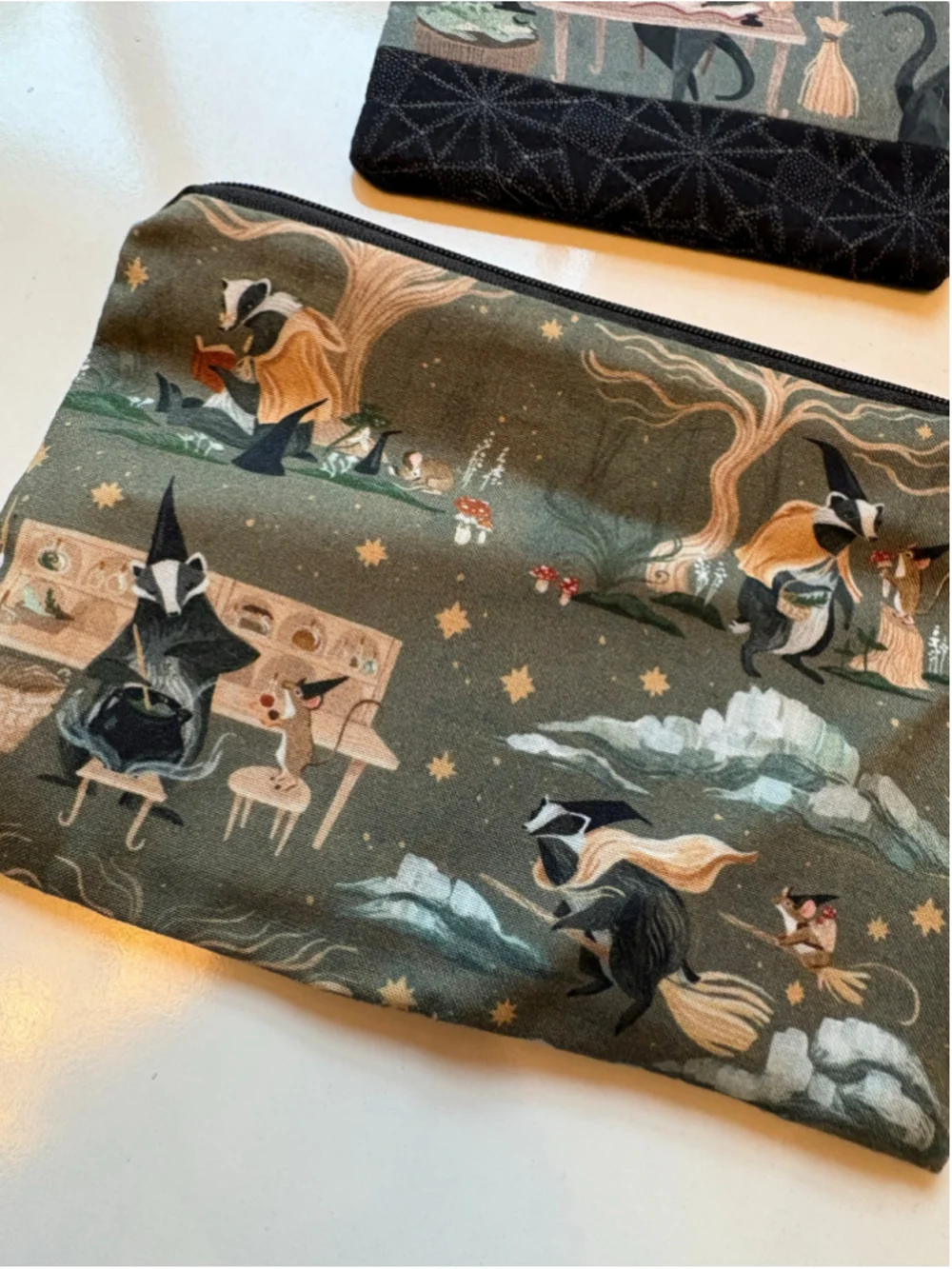 Handmade Spooky Zipper Pouch Set | Halloween Cosmetic & Coin Bags | 2-Piece